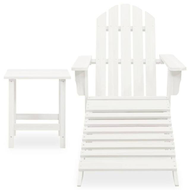 Berkfield Home Garden Adirondack Chair with Ottoman&Table Solid Fir Wood White - image 1