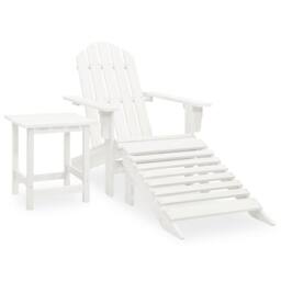 Berkfield Home Garden Adirondack Chair with Ottoman&Table Solid Fir Wood White - thumbnail 2
