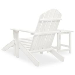 Berkfield Home Garden Adirondack Chair with Ottoman&Table Solid Fir Wood White - thumbnail 4