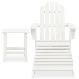 Berkfield Home Garden Adirondack Chair with Ottoman&Table Solid Fir Wood White - thumbnail 1