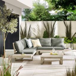 FurnitureboxUK Brisa Solid Wood 5 Seat Outdoor Sofa Set in Off-White - thumbnail 1