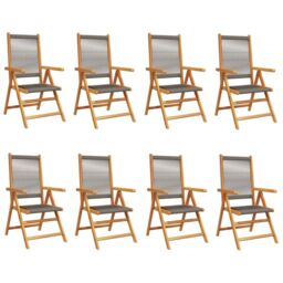 Berkfield Home Reclining Garden Chairs 8 pcs Grey Solid Wood Acacia - thumbnail 2