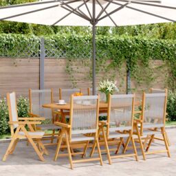Berkfield Home Reclining Garden Chairs 8 pcs Grey Solid Wood Acacia - thumbnail 1