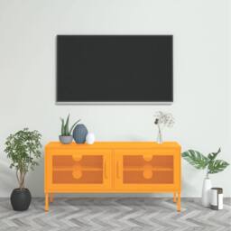 Berkfield Home TV Cabinet Mustard Yellow 105x35x50 cm Steel - Size: 105 x 35 x 50 cm - thumbnail 2