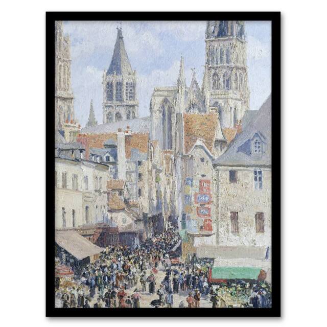 Artery8 Grocery Street Rouen Cityscape Pissarro Framed Wall Art Print - Size: A4 - image 1