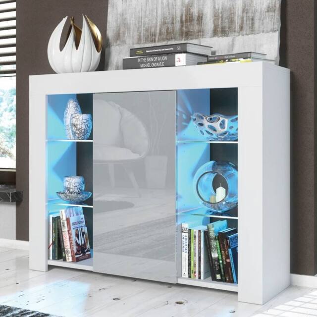 SPETLEK TV Unit Display White Matt Body Grey High Gloss Fronts - Size: 0.6m2 - image 1