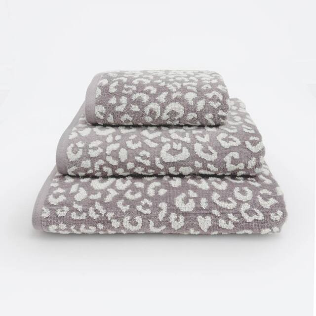 Allure Bath Fashions Luxury Zero Twist Leopard Print Bathroom Towels - 100% Cotton in Grey - image 1