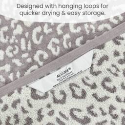 Allure Bath Fashions Luxury Zero Twist Leopard Print Bathroom Towels - 100% Cotton in Grey - thumbnail 6