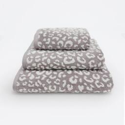 Allure Bath Fashions Luxury Zero Twist Leopard Print Bathroom Towels - 100% Cotton in Grey - thumbnail 1