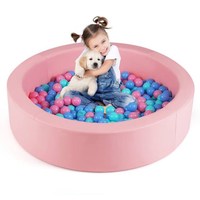 Gymax Foam Ball Pit with Ocean Balls 105 x 24 cm Ball Pool Game Playpen in Pink - image 1