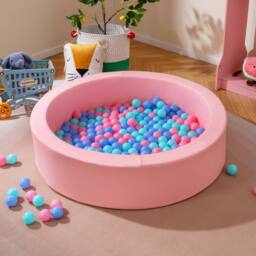 Gymax Foam Ball Pit with Ocean Balls 105 x 24 cm Ball Pool Game Playpen in Pink - thumbnail 8