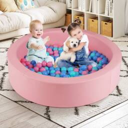 Gymax Foam Ball Pit with Ocean Balls 105 x 24 cm Ball Pool Game Playpen in Pink - thumbnail 9