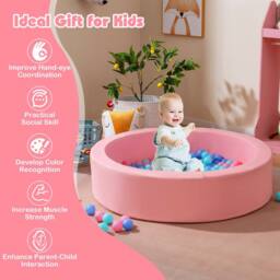 Gymax Foam Ball Pit with Ocean Balls 105 x 24 cm Ball Pool Game Playpen in Pink - thumbnail 5