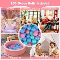 Gymax Foam Ball Pit with Ocean Balls 105 x 24 cm Ball Pool Game Playpen in Pink - thumbnail 6