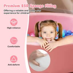 Gymax Foam Ball Pit with Ocean Balls 105 x 24 cm Ball Pool Game Playpen in Pink - thumbnail 3