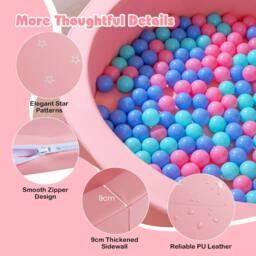Gymax Foam Ball Pit with Ocean Balls 105 x 24 cm Ball Pool Game Playpen in Pink - thumbnail 7