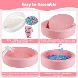 Gymax Foam Ball Pit with Ocean Balls 105 x 24 cm Ball Pool Game Playpen in Pink - thumbnail 4