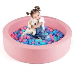 Gymax Foam Ball Pit with Ocean Balls 105 x 24 cm Ball Pool Game Playpen in Pink