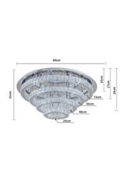 Living and Home 4-Tier Chic Crystal Flush Mount Ceiling Light with Chrome Finish in Silver - thumbnail 5