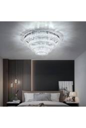 Living and Home 4-Tier Chic Crystal Flush Mount Ceiling Light with Chrome Finish in Silver - thumbnail 2
