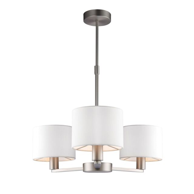 Loops Ceiling Pendant Light Matt Nickel & Vintage White Fabric 3 x 40W E14 e10095 in Metallics - image 1