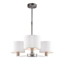 Loops Ceiling Pendant Light Matt Nickel & Vintage White Fabric 3 x 40W E14 e10095 in Metallics