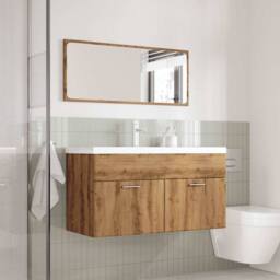 Berkfield Home 3 Piece Bathroom Furniture Set Artisan Oak Engineered Wood in Brown - thumbnail 3