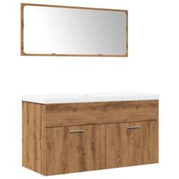 Berkfield Home 3 Piece Bathroom Furniture Set Artisan Oak Engineered Wood in Brown - thumbnail 2