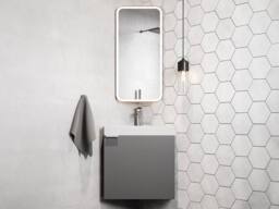 Vente-unique Corner Wall-Mounted Matte Gray Washbasin Cabinet - 56 Cm - MANODO in Grey - thumbnail 3