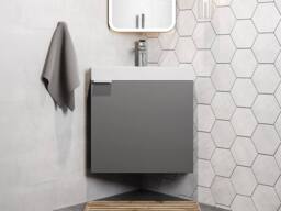 Vente-unique Corner Wall-Mounted Matte Gray Washbasin Cabinet - 56 Cm - MANODO in Grey - thumbnail 2
