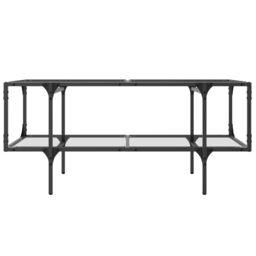 Berkfield Home Coffee Table with Transparent Glass Top 98.5x50x45 cm Steel in Brown - thumbnail 4