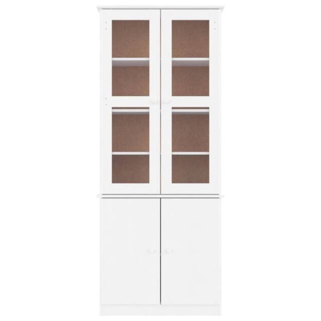 Berkfield Home Glass Display Cabinet ALTA White 77x35x186.5 cm Solid Wood Pine - image 1