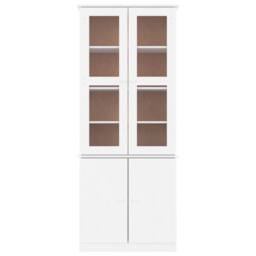 Berkfield Home Glass Display Cabinet ALTA White 77x35x186.5 cm Solid Wood Pine
