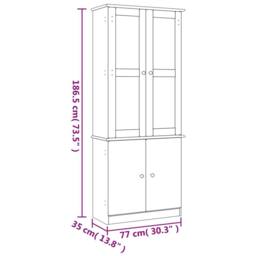 Berkfield Home Glass Display Cabinet ALTA White 77x35x186.5 cm Solid Wood Pine - thumbnail 8