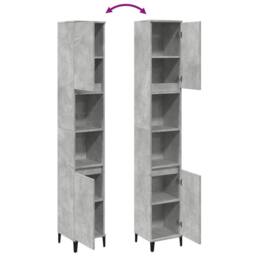 Berkfield Home Durable Bathroom Cabinet Concrete Grey 30x30x190 cm Engineered Wood - Size: 30 x 30 x 190 cm - thumbnail 8