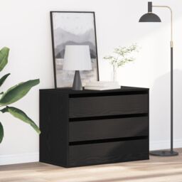 Berkfield Home Corner Chest of Drawers Black Oak 80x41x58 cm Engineered Wood - Size: 80 x 41 x 58 cm