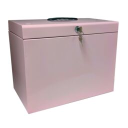 mysmartbuy Metal Lockable A4 File Box with 5 Suspension Files in Pink