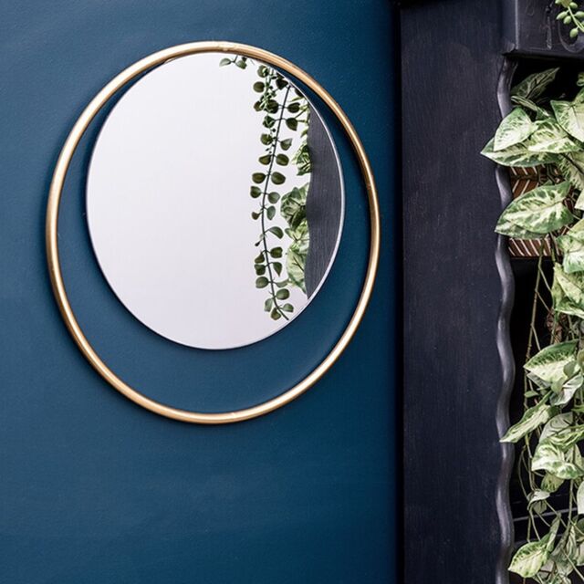 Madison & Mayfair Art Deco Style 37CM Round Mirror with a Gold Circular Frame - image 1