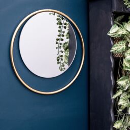 Madison & Mayfair Art Deco Style 37CM Round Mirror with a Gold Circular Frame
