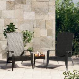 Berkfield Home Full Garden Adirondack Chair Black Poly Rattan - thumbnail 2