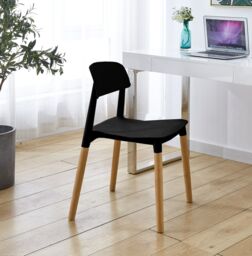 Nordlys Set of 4 Scandinavian Dining Chairs with Wooden Legs in Black - thumbnail 2
