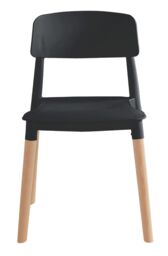 Nordlys Set of 4 Scandinavian Dining Chairs with Wooden Legs in Black - thumbnail 4