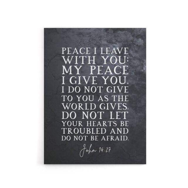 "Artery8 John 14 27 Peace I Leave With You Bible Quote Canvas Wall Art Print in Grey - Size: W18"" x H24""" - image 1
