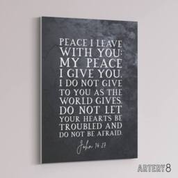 "Artery8 John 14 27 Peace I Leave With You Bible Quote Canvas Wall Art Print in Grey - Size: W18"" x H24""" - thumbnail 2