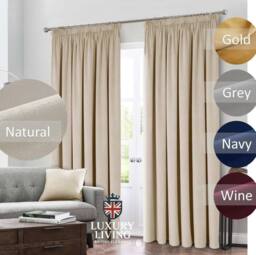 Luxury Living Montreal Taped Top Curtains in Natural - Size: 117 cm width x 137 cm drop - thumbnail 2