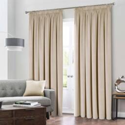 Luxury Living Montreal Taped Top Curtains in Natural - Size: 117 cm width x 137 cm drop