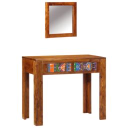 Berkfield Home Dressing Table with Mirror Honey Brown Solid Wood Acacia - thumbnail 2