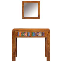 Berkfield Home Dressing Table with Mirror Honey Brown Solid Wood Acacia - thumbnail 5