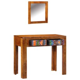Berkfield Home Dressing Table with Mirror Honey Brown Solid Wood Acacia - thumbnail 4