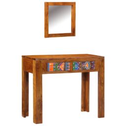 Berkfield Home Dressing Table with Mirror Honey Brown Solid Wood Acacia - thumbnail 1